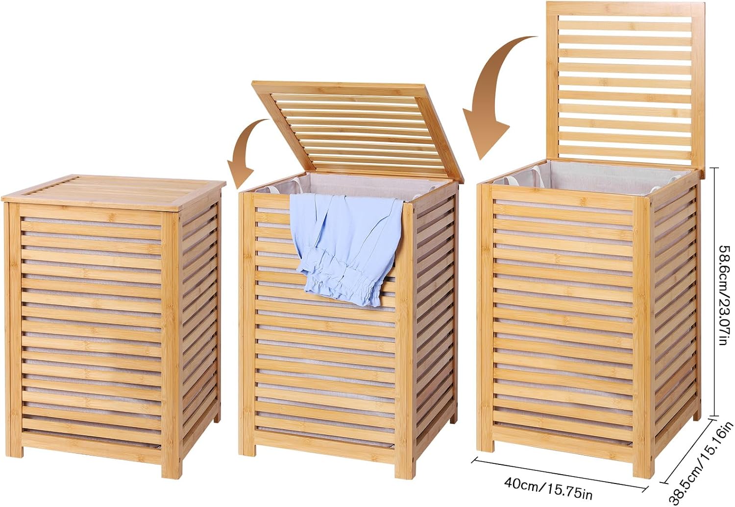 Bamboo Laundry Hamper with Removable Liner Bag Bamboo Laundry Basket Large Laundry Basket for Laundry Room Bathroom Bedroom