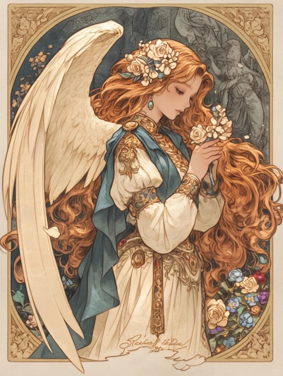 RKFLGEW 14CT Cross Stitch Kits for Beginners Fantasy Angel Woman Embroidery Kit for Beginners Adult DIY Cross Stitches Needlepoint Set Home Decoration 40x50cm