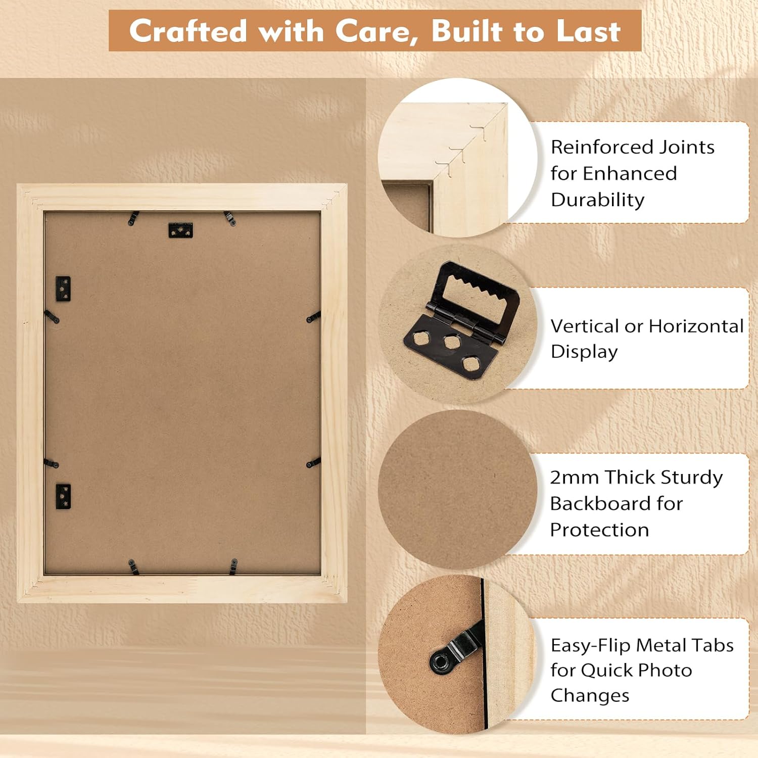 Golden State Art 14x18 Picture Frame Brown Gold Trim - Solid Wood Frame With Tempered Glass - Fits 14x18 without & 11x14 In Photos With Mat - Wall Mount Vertical Horizontal for Art, Posters, Portraits