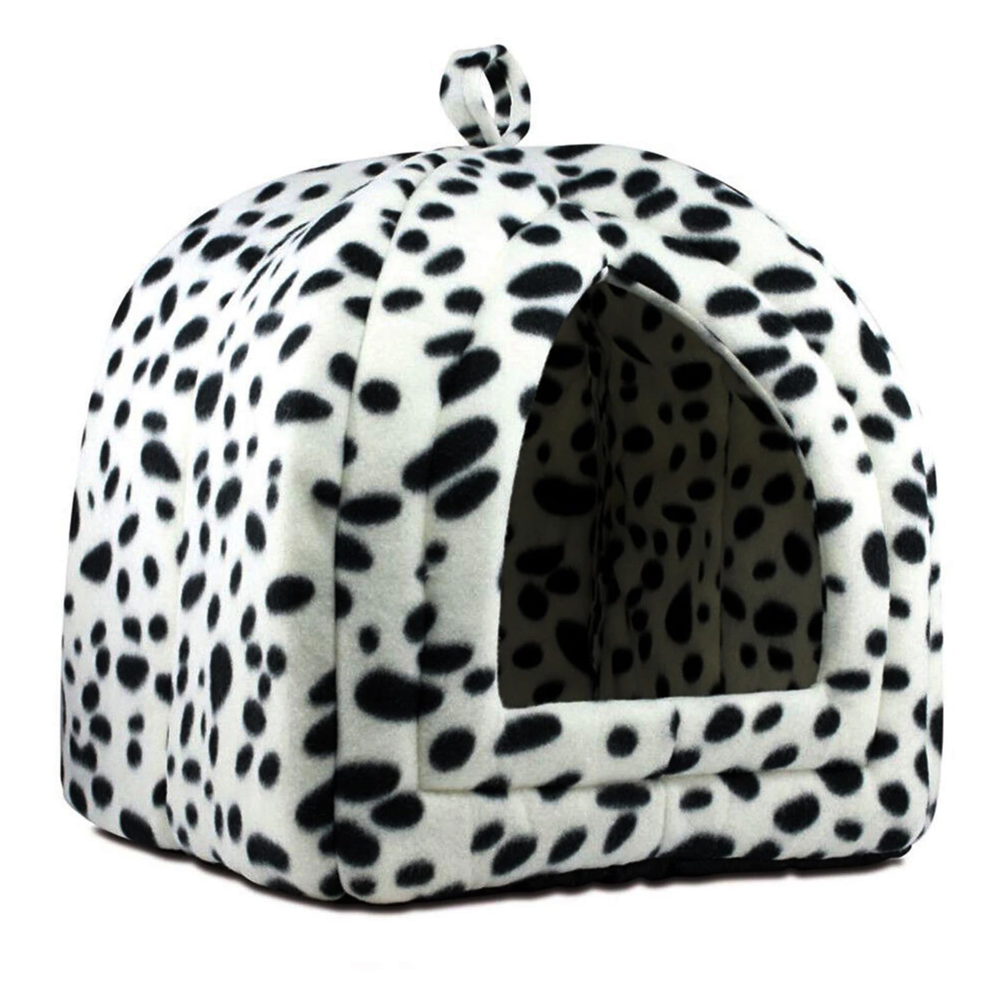 DUAS Igloo Pet Bed Cat Kitten Dog Cozy Fleece Pyramid House with Cushion โ Warm, Washable & Foldable (Grey, One Size)