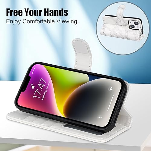 Miniatura 4 de Funda tipo cartera para iPhone 14, funda desmontable con tapa y bloqueo RFID, 4 ranuras para tarjetas, soporte de piel sintética de alta calidad,