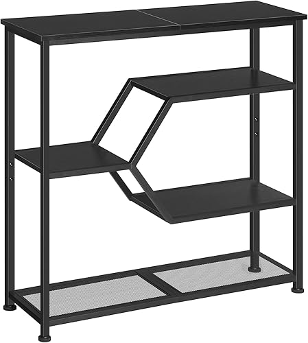 Mesa consola, mesa de entrada larga estrecha de 31.5 pulgadas, mesa de sofá delgada de 5 niveles con estantes de almacenamiento abiertos, mesa de