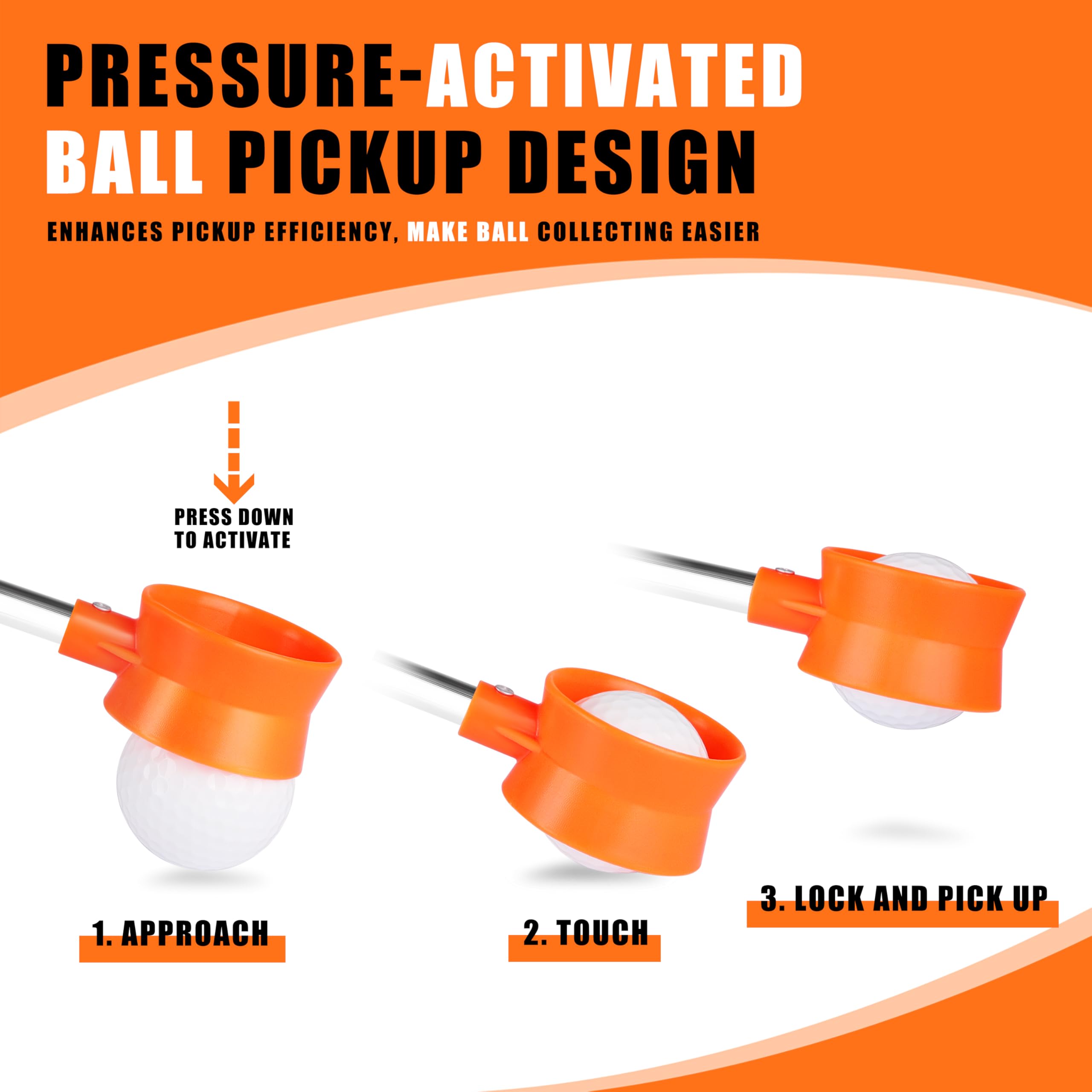 Recuperador de pelotas de golf telescópico, con agarrador de pelotas de golf para extremo de putter, recuperador de pelotas de golf de acero inoxidable de 9 pies, 12 pies, 17 pies, 20 pies