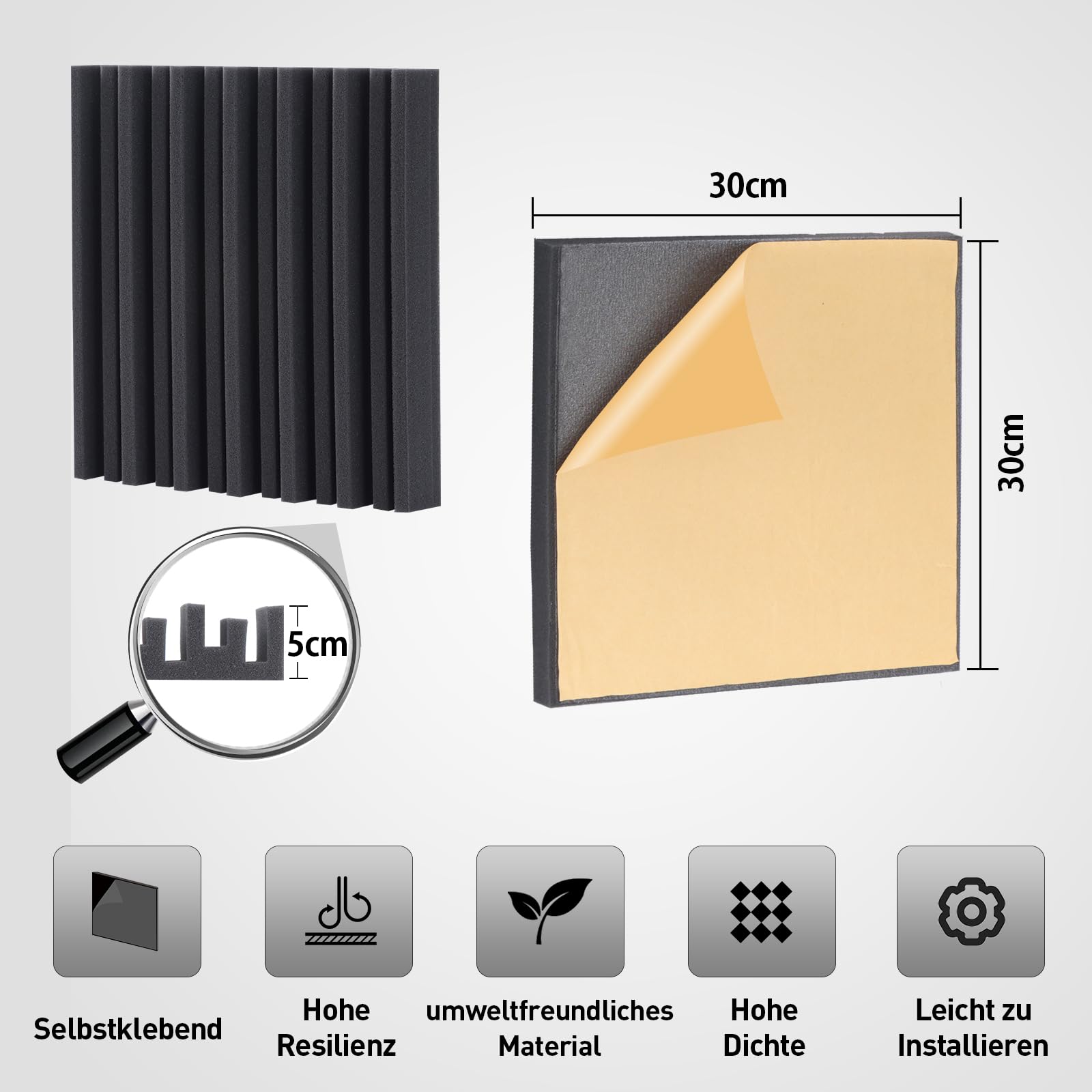 JBER 36 Akustikpaneele Selbstklebend – Schallschutzplatten 30x30cm Für Studio & Homeoffice