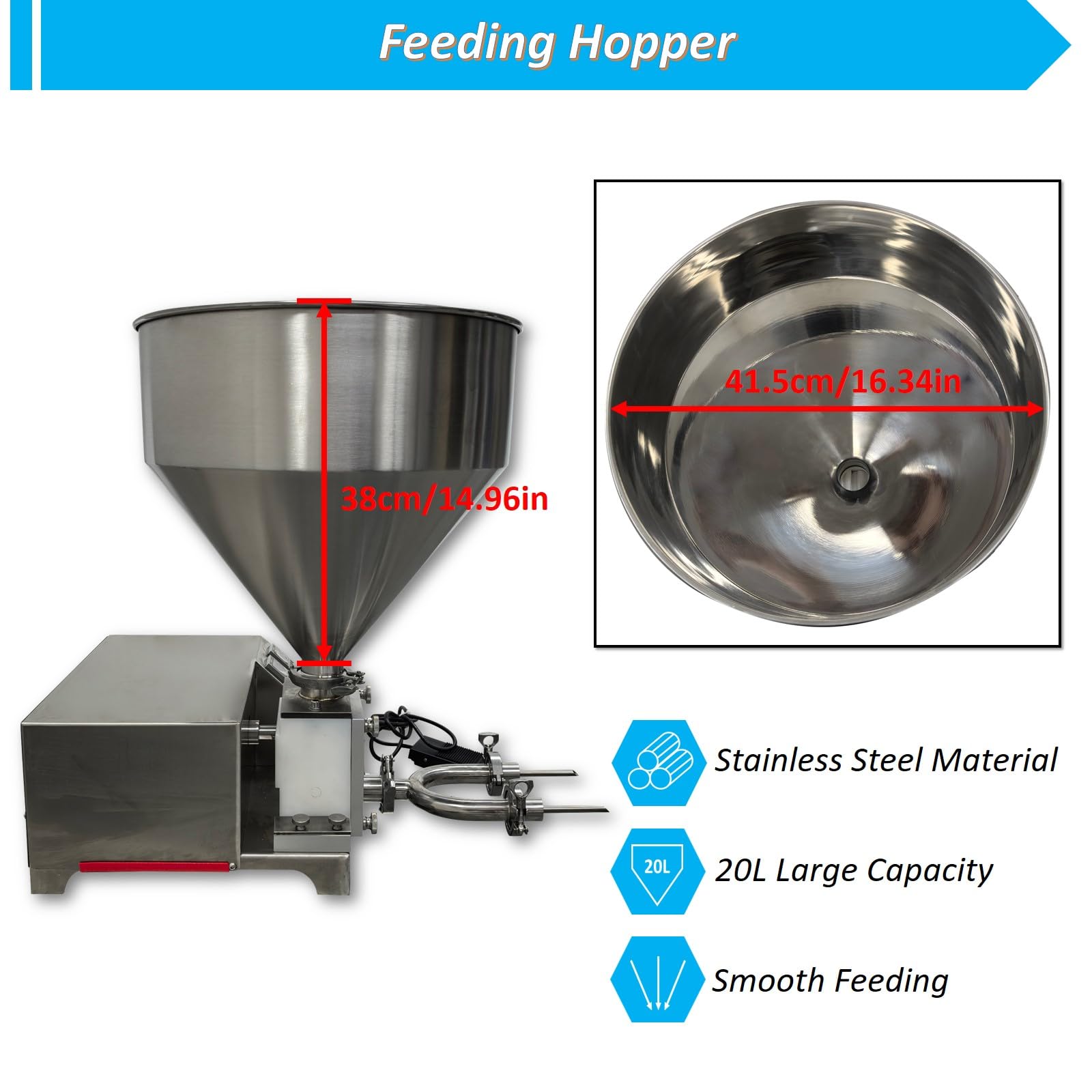 Yokoma Commercial Electric Cream Filling Machine 20L Automatic Stainless Steel Puff Cupcake Pastry Jam Filler with Single Double — view 5