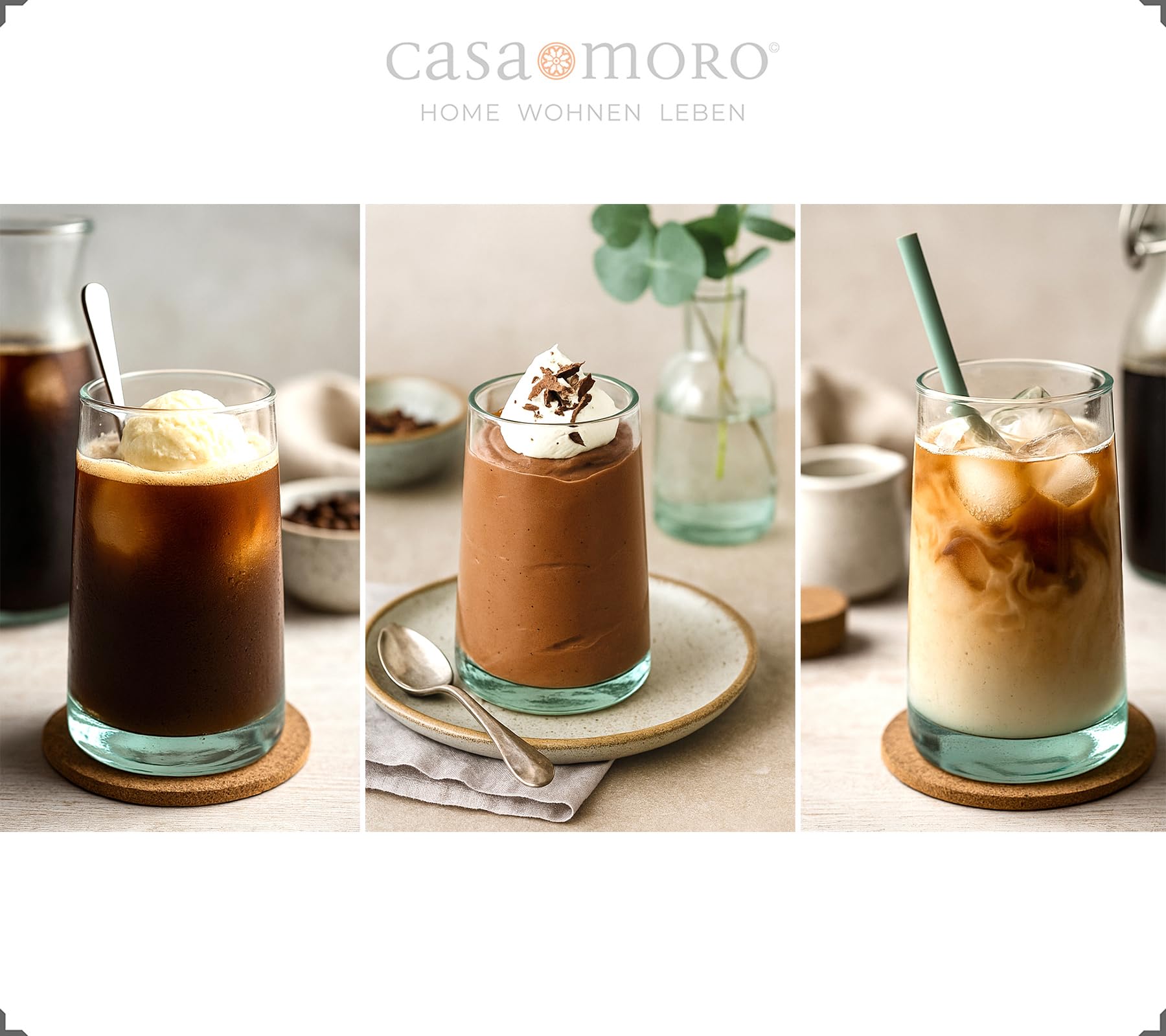 Casa Moro Kieliszki do koktajli, szklanek do longdrinków – do kawy mrożonej latte macchiato zestaw szklanek do koktajli i deserów | zestaw