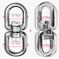 Vista 2 de Anillo giratorio de acero inoxidable 304 resistente 2+1, gancho giratorio de doble extremo con ganchos de presión SUS304 para columpio de árbol