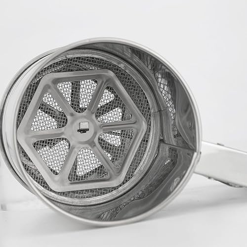 Miniatura 5 de Snowyee Tamiz de harina, para hornear acero inoxidable, 3 tazas, tamiz de doble capa con diseño de prensa manual (1 unidad)