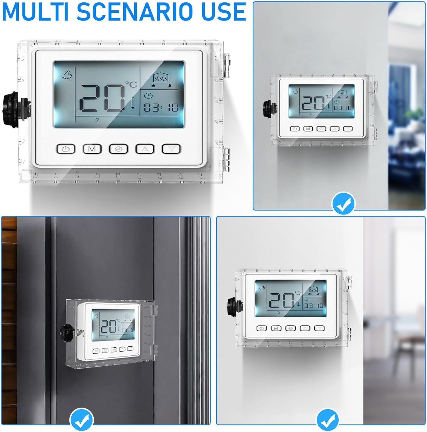 Acrylic Thermostat Lock Box with Combination Lock Protective Cover Wall-mounted Design for Home and Environments, Dustproof Thermostat Guard