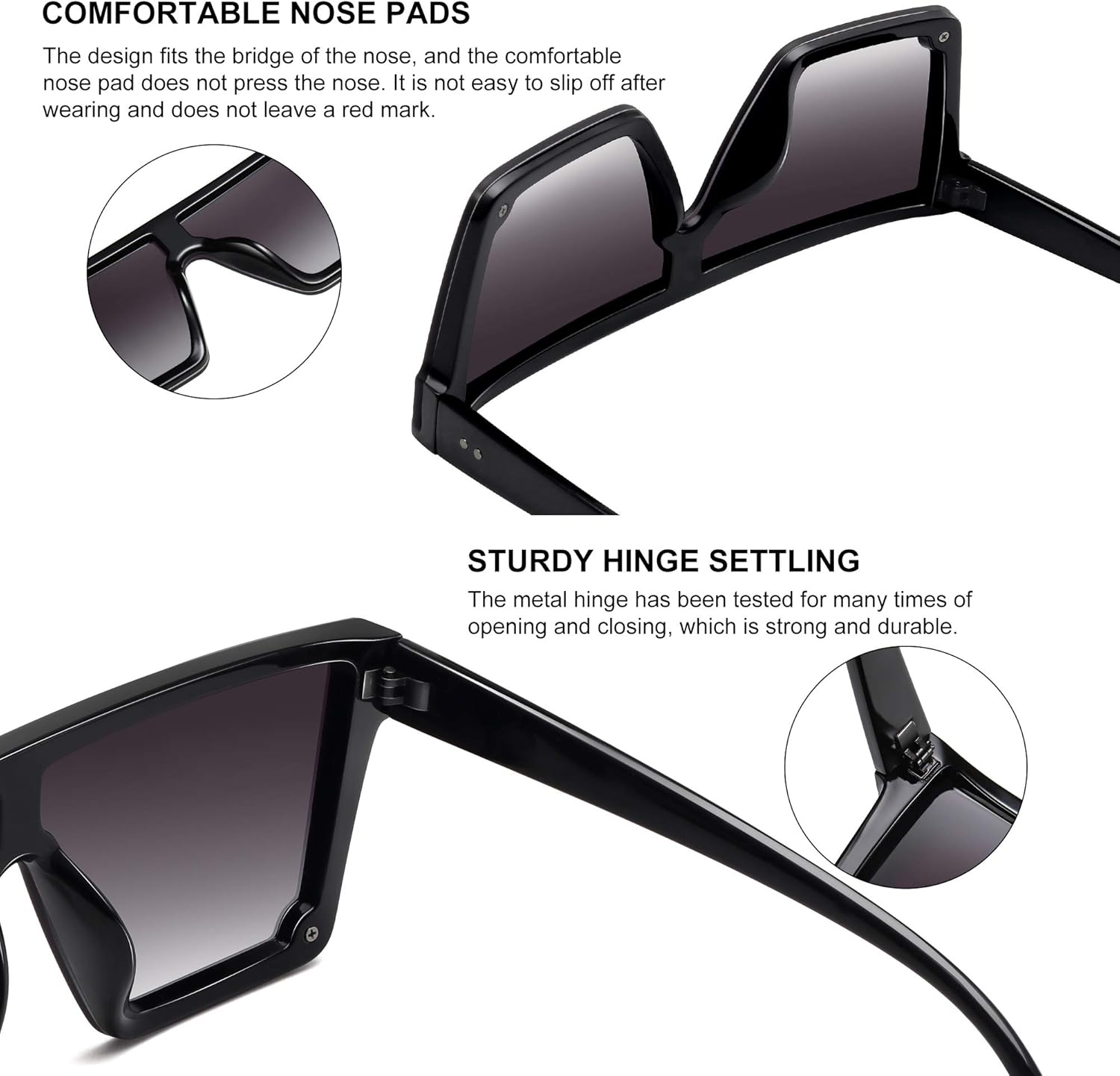 STORYCOAST Square Sunglasses for Women Men Fashion Big Frame Flat Top Sun Glasses Mirror Lens - Image 5