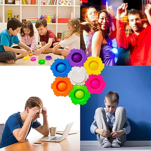 Miniatura 7 de KINGJOY Juguetes para ansiedad Pop It Fidget Spinners Fidget Building Blocks 3 paquetes de 21 piezas de terapia de relajación para niños y adultos,