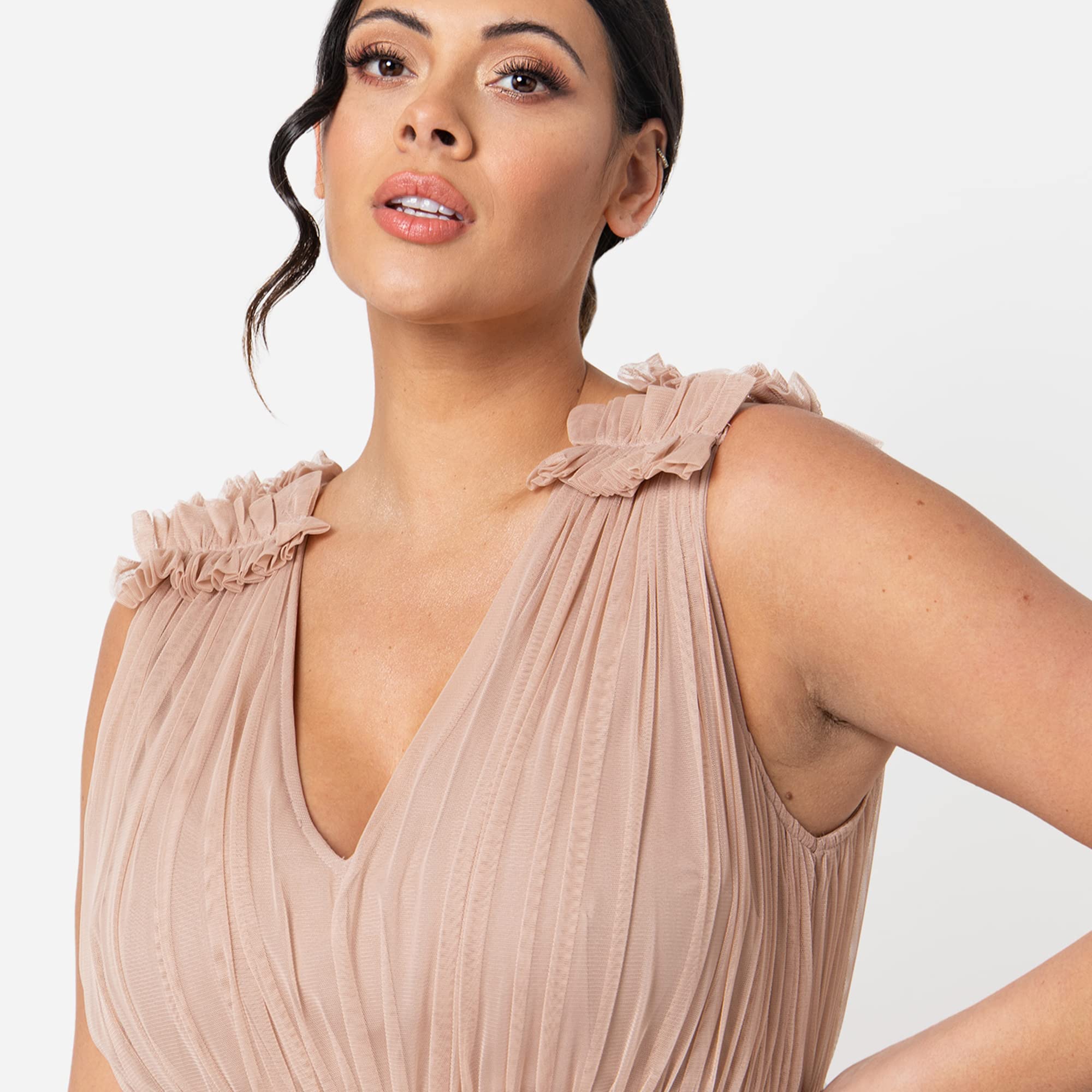 Maya Deluxe Maya Deluxe Maxi Dress with Ruffle Shoulder Detail Robe de Demoiselle d'honneur Femme