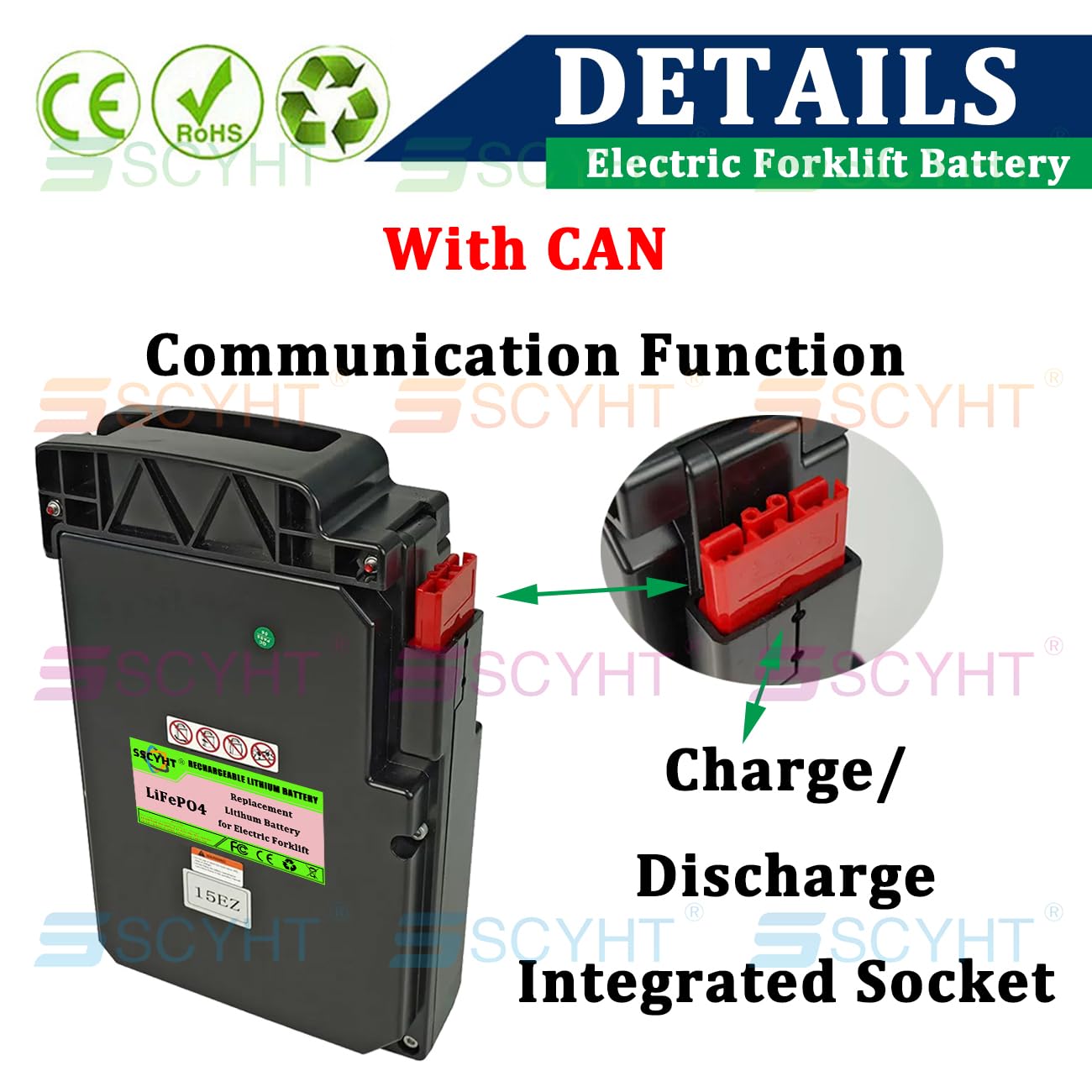 24V Batteria transpallet elettrico con CAN per transpallet elettrico EPT15EZ Batteria al litio per sollevatore telescopico F5PRO Batterie LiFePO4 con BMS,24v20ah can charger