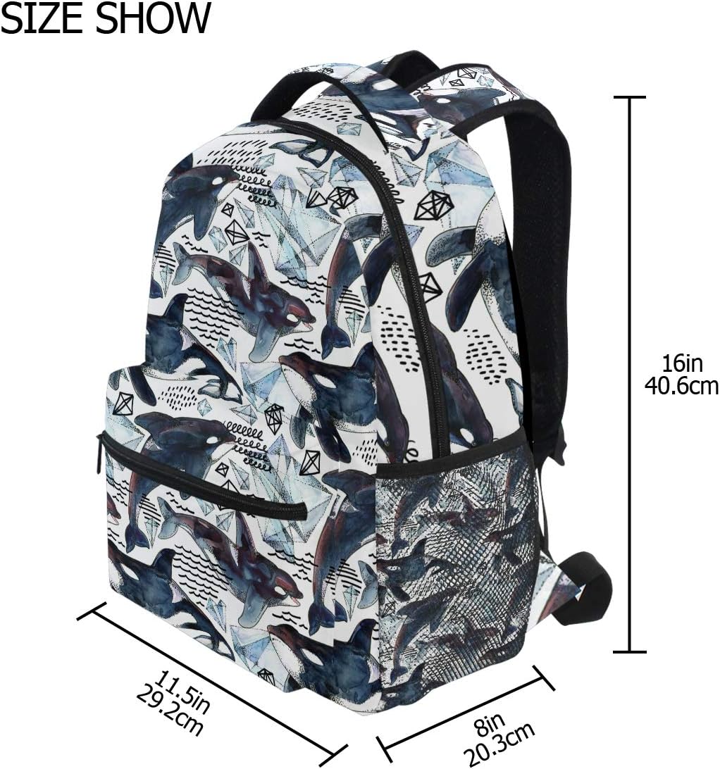 AUUXVA Sea Animal Killer Whale Backpack College School Book Shoulder Bag Travel Daypack for Boys Girls Man Woman