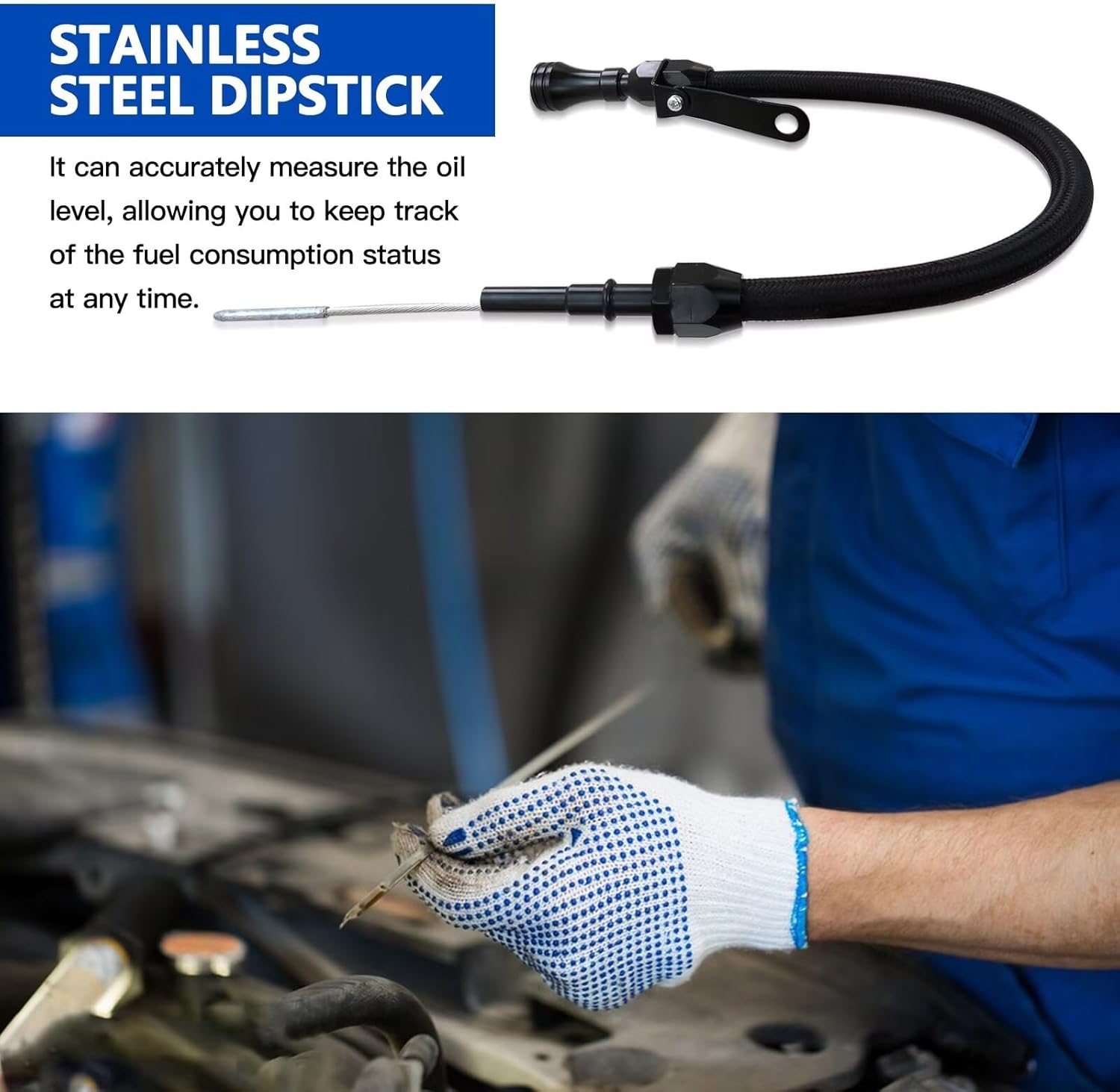 for LS Truck Engine Flexible Oil Black Dipstick Aluminum Stainless 4.8 5.3 6.0