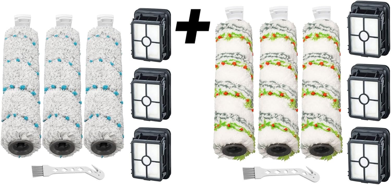 Lemige Brush Filter Replacement Parts for Bissell CrossWave HydroSteam 35151 35152 3513 3518 for CrossWave Max 2554 2590 2593 2596 Vacuum, 3 Pack 2788 Pet Brushes 3 Pack 2787 Multi-Surface Brushes 6 P
