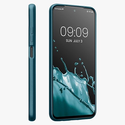 Miniatura 4 de kwmobile Funda compatible con Xiaomi Redmi Note 10 Note 10S - Funda de silicona TPU metálica suave y delgada - Azul caribeño metálico