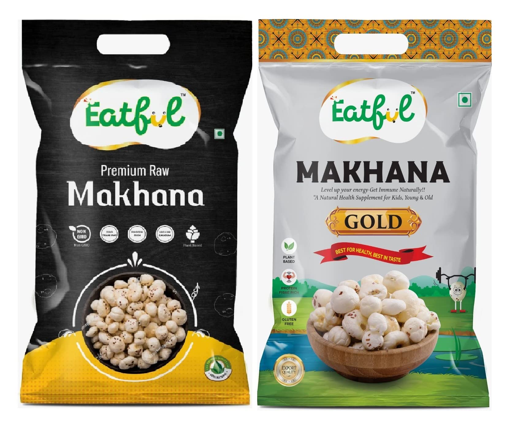EATFUL 1 Gold + 1 Premium Phool Makhana Lotus Seed Pop/Fox Nut 250 Gram Each Packet (B0C4FCHVPX) Amazon Price History, Amazon Price Tracker