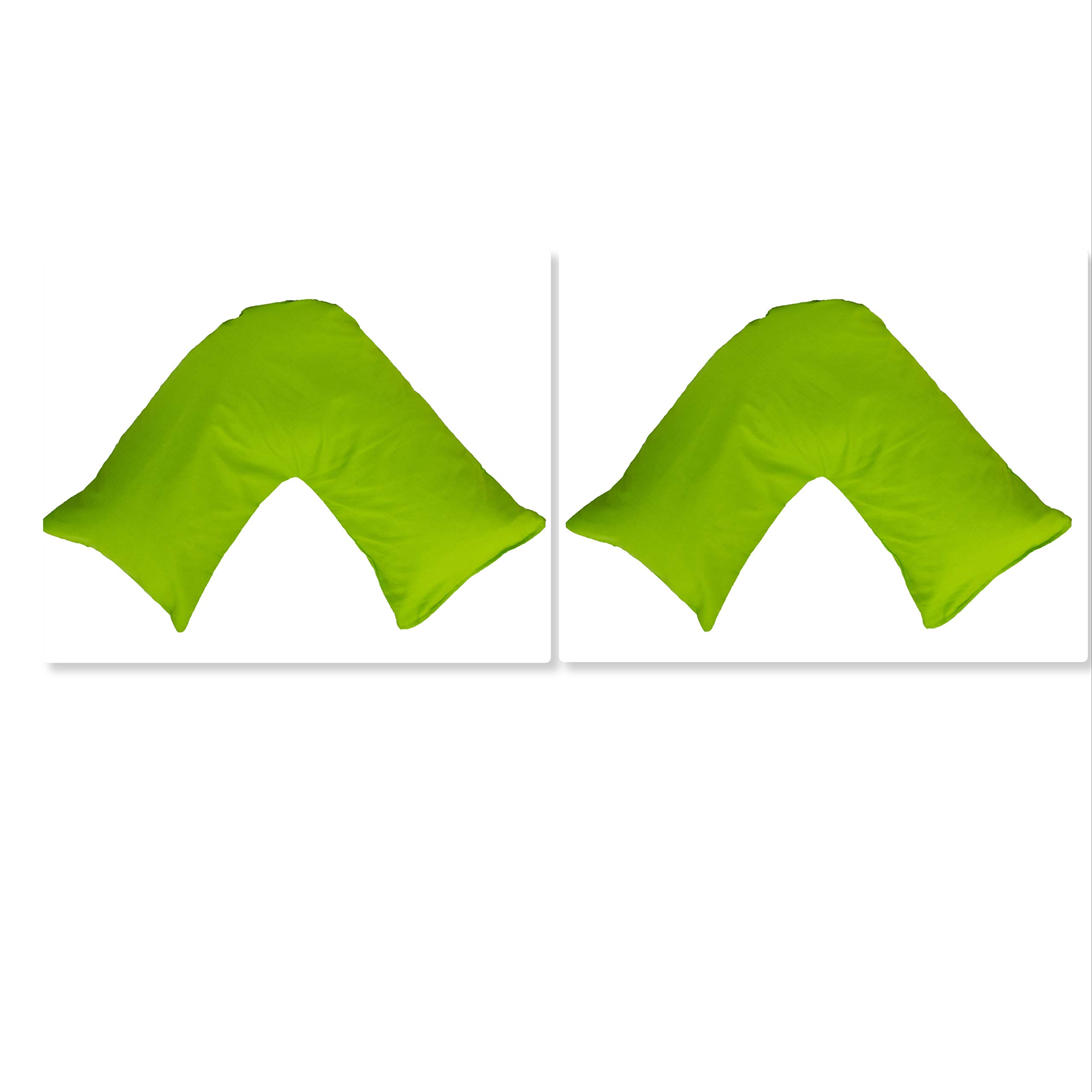 ARLINENS V Shaped Pillow Case Cover -2 Pack Poly Cotton Back Neck & Leg Support in Pregnancy & Maternity V Shaped Full Body Support pillowcases (Lime Green)