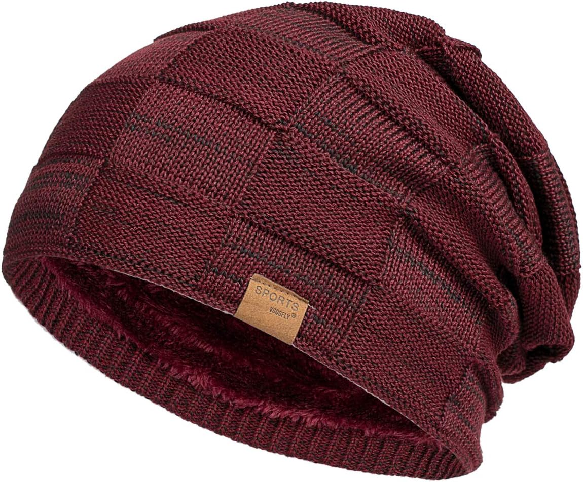 Vgogfly Slouchy Beanie For Men & Women - Fleece Lined Winter Hat, Rose Red, One Size Fits All (17.7-26.5 Inch) - View #2