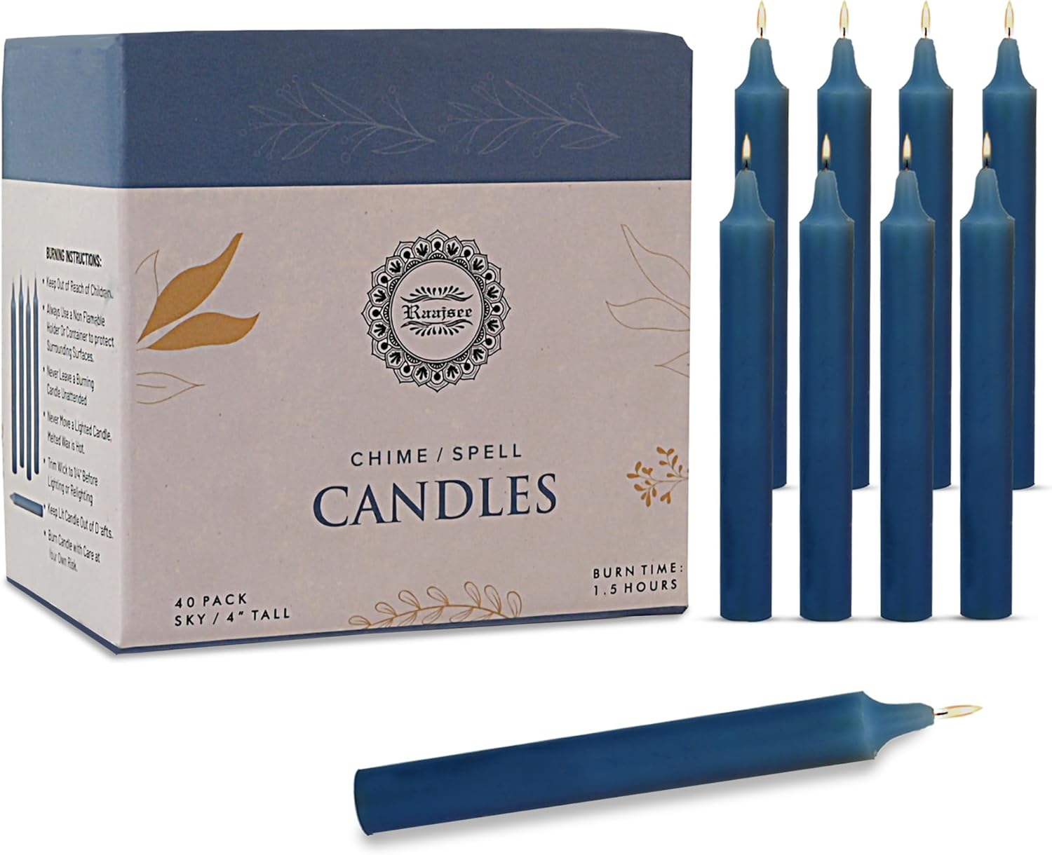 Raajsee Unscented Mini Taper Candles (Sky Blue) 4 Inches