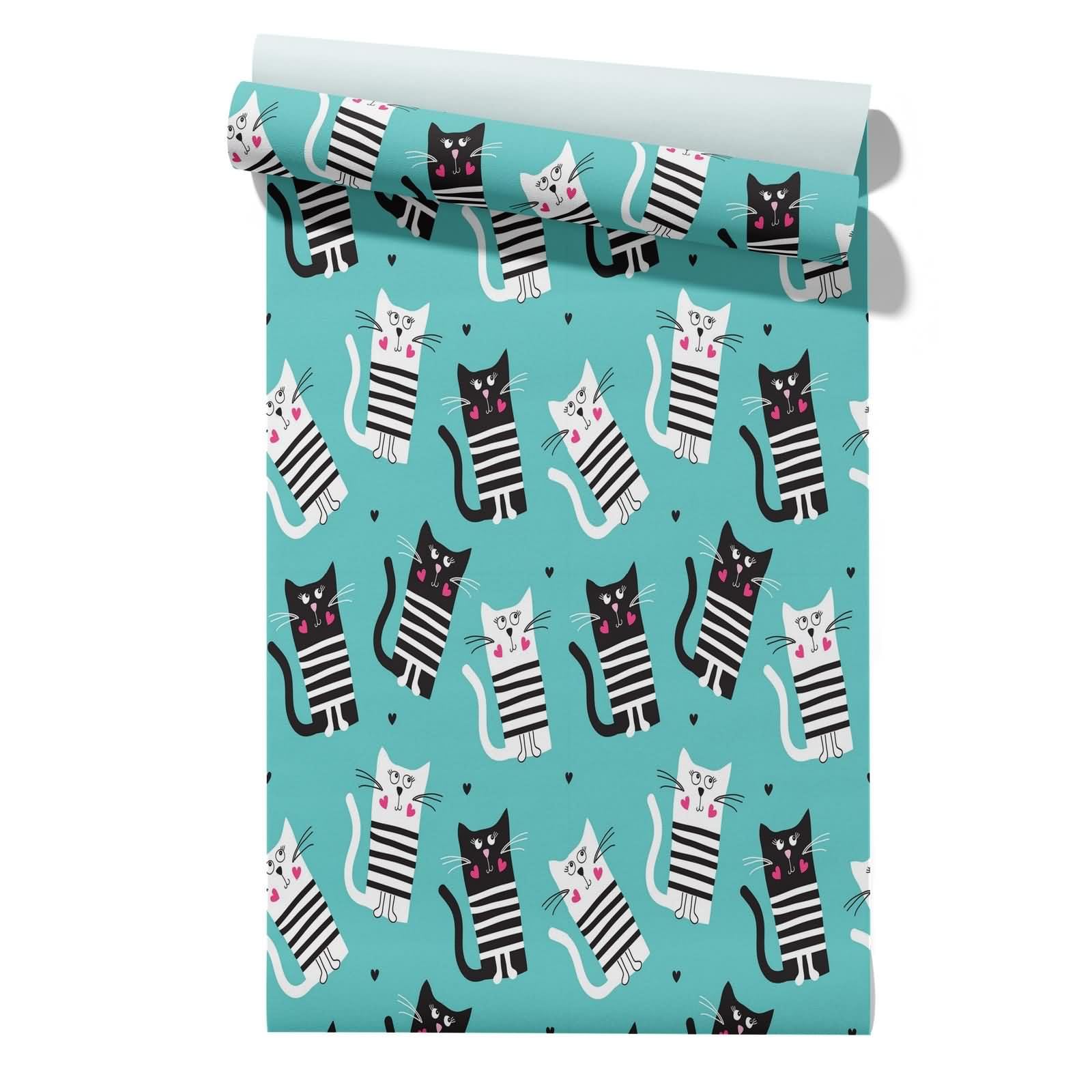 Cevan Style 14 Pvc Wallpaper Edging Drawer Liner Roll Cartoon Cat Cute And Heartwarming Japanese Peel Stick Mural Fabric Peel Stick Wall Covering 45X300cm