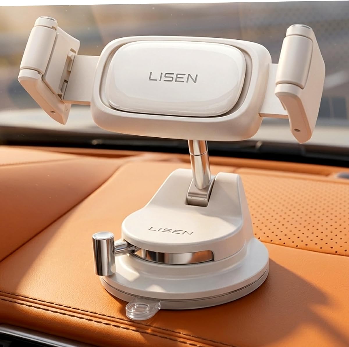 LISEN Suction Phone Mount for Car, [Ultra Suction & 95% Cases Friendly] Car Phone Holder Mount Vacuum Dashboard Phone Holder, Car Cell Phone Holder for iPhone 17 16 15 14 Pro Max Air Galaxy S26 S25