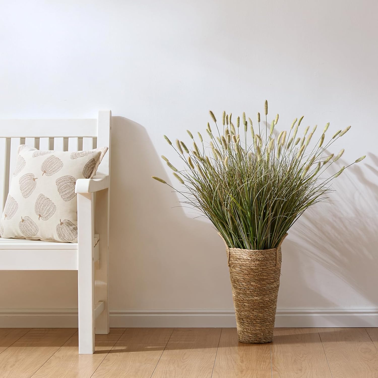 37" Artificial Reed Grass (6pcs), Fake Tall Plants with 14 Heads dogtail Flower, Faux Greenery with dogtail Grass for vase, Garden Porch, Office, Home Decor (Yellow-14, 37 inches)