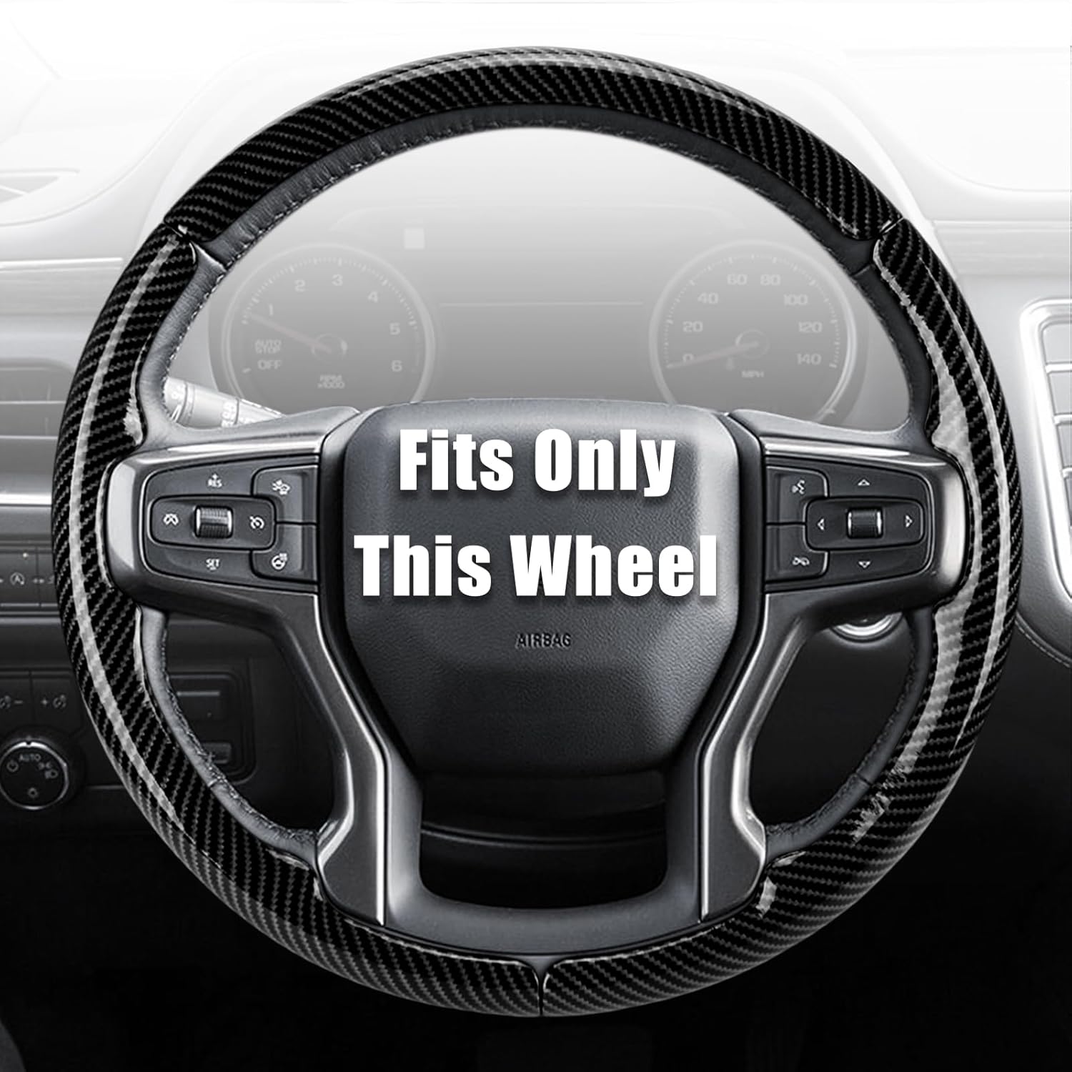 Aimato Customized Steering Wheel Cover for Chevy Silverado 1500 2019-2025/2500 3500 2020-2025/Blazer 2019-2025/Suburban Tahoe 2021-2024,Thin,Anti-Slip,Scratch-Resistant Car Accessory for Chevrolet