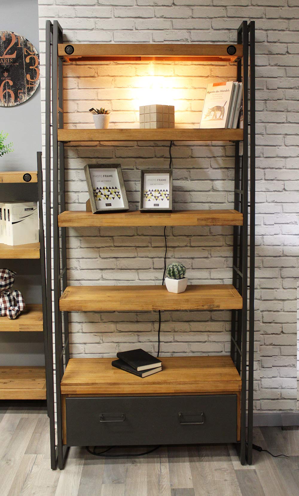 Real Piel RP Bücherregal Klein – Anthrazitgrau, Metall, 5 Ablagen, Abnehmbar, Italienisches Design