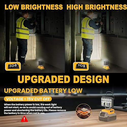 Miniatura 6 de Luz de trabajo LED inalámbrica compatible con batería Dewalt de 20 V - Luz de construcción de inundación portátil de emergencia para taller