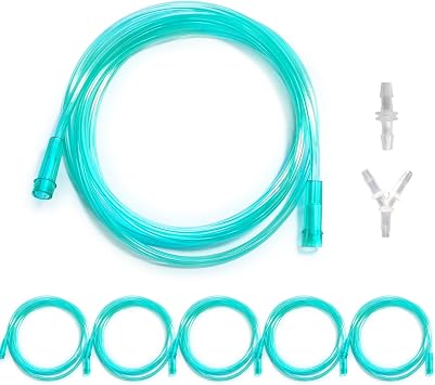 5 Packs, Each 6.56 ft2 m Kink Resistant Oxygen Tube, with Inner 6-Channel Design, Including Y and Straight Connectors