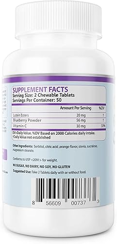 Miniatura 6 de Lutein Esters - Tabletas masticables de 20 mg para la salud ocular, protección de luz azul, alivio digital de la fatiga ocular, soporte