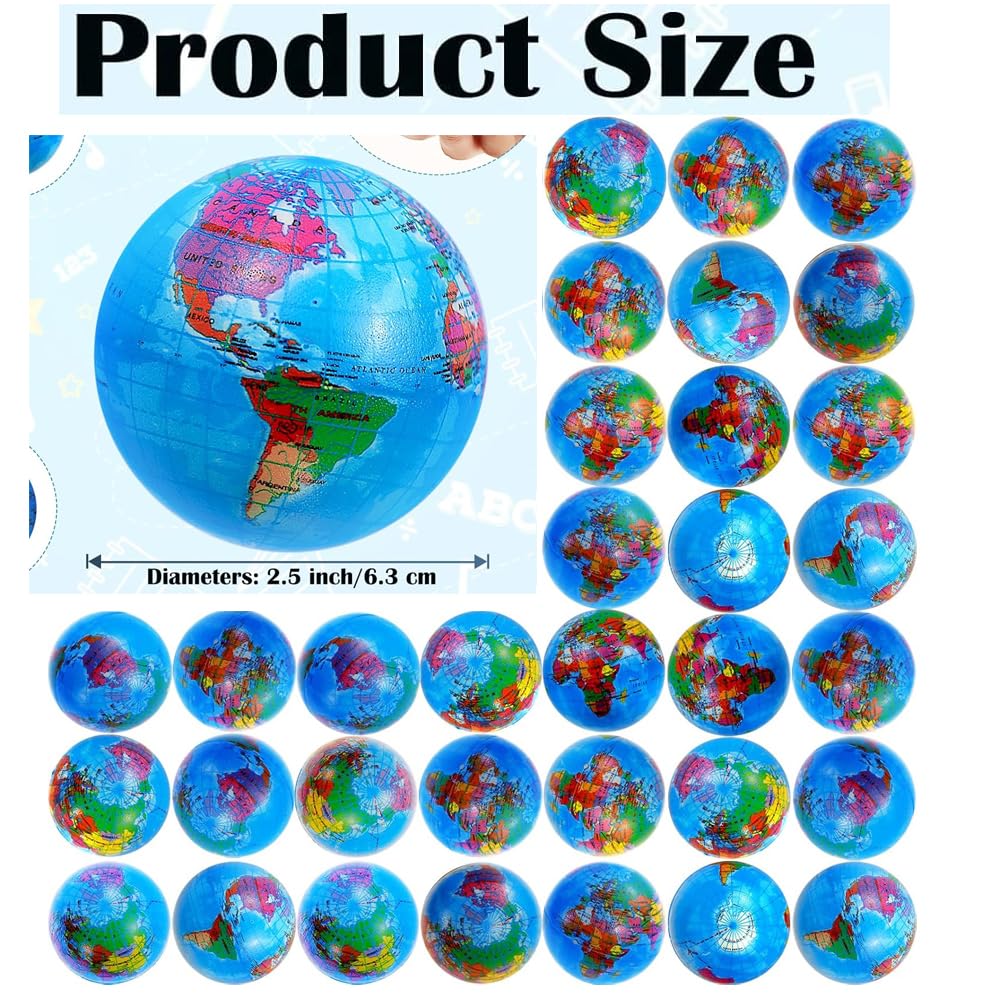 100pcs Antistressball Weltkugel,Stressbälle MiniFußball,6cmSchaumstoffbälle