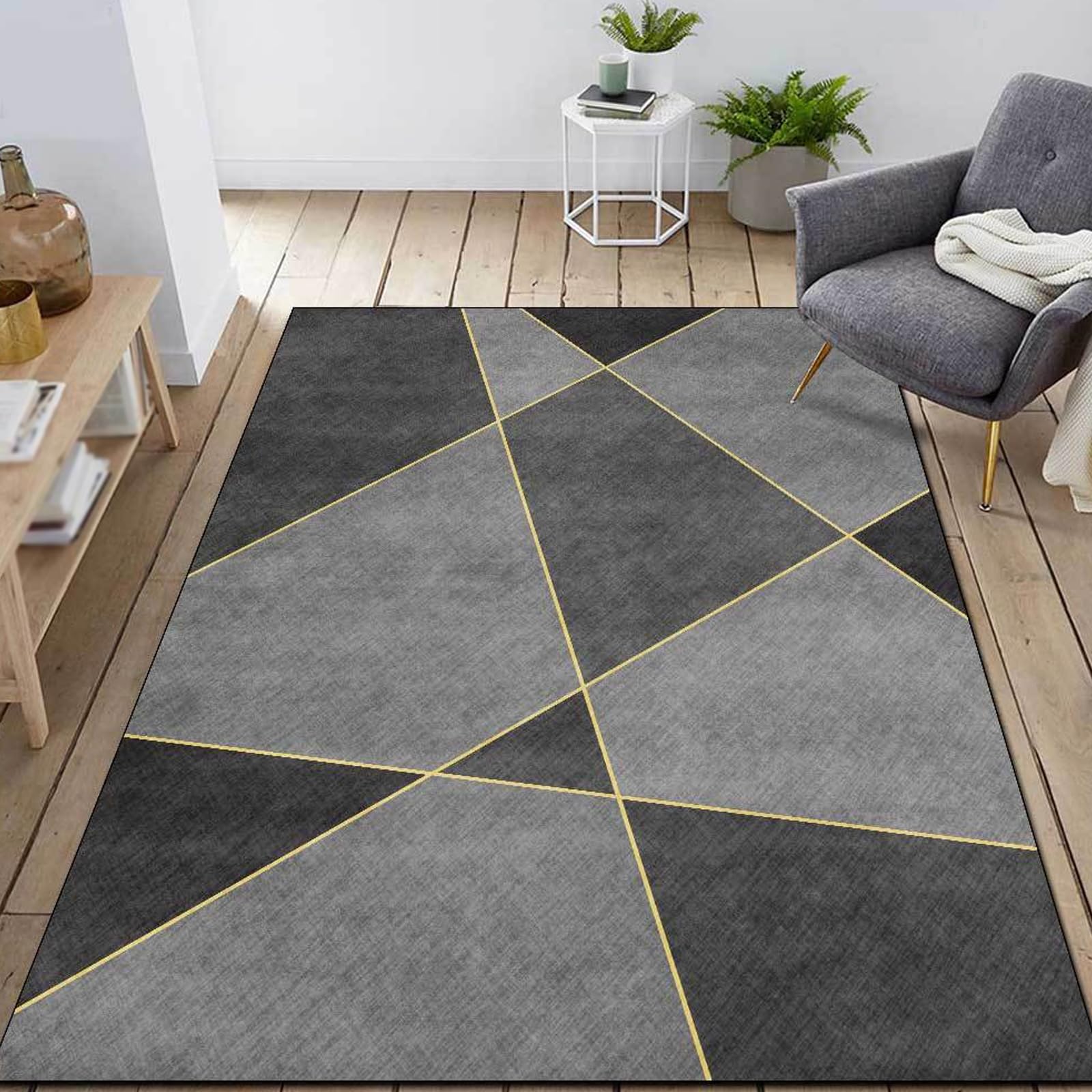 Tapis de chambre moderne jaune et gris pour créer une ambiance chaleureuse et cosy