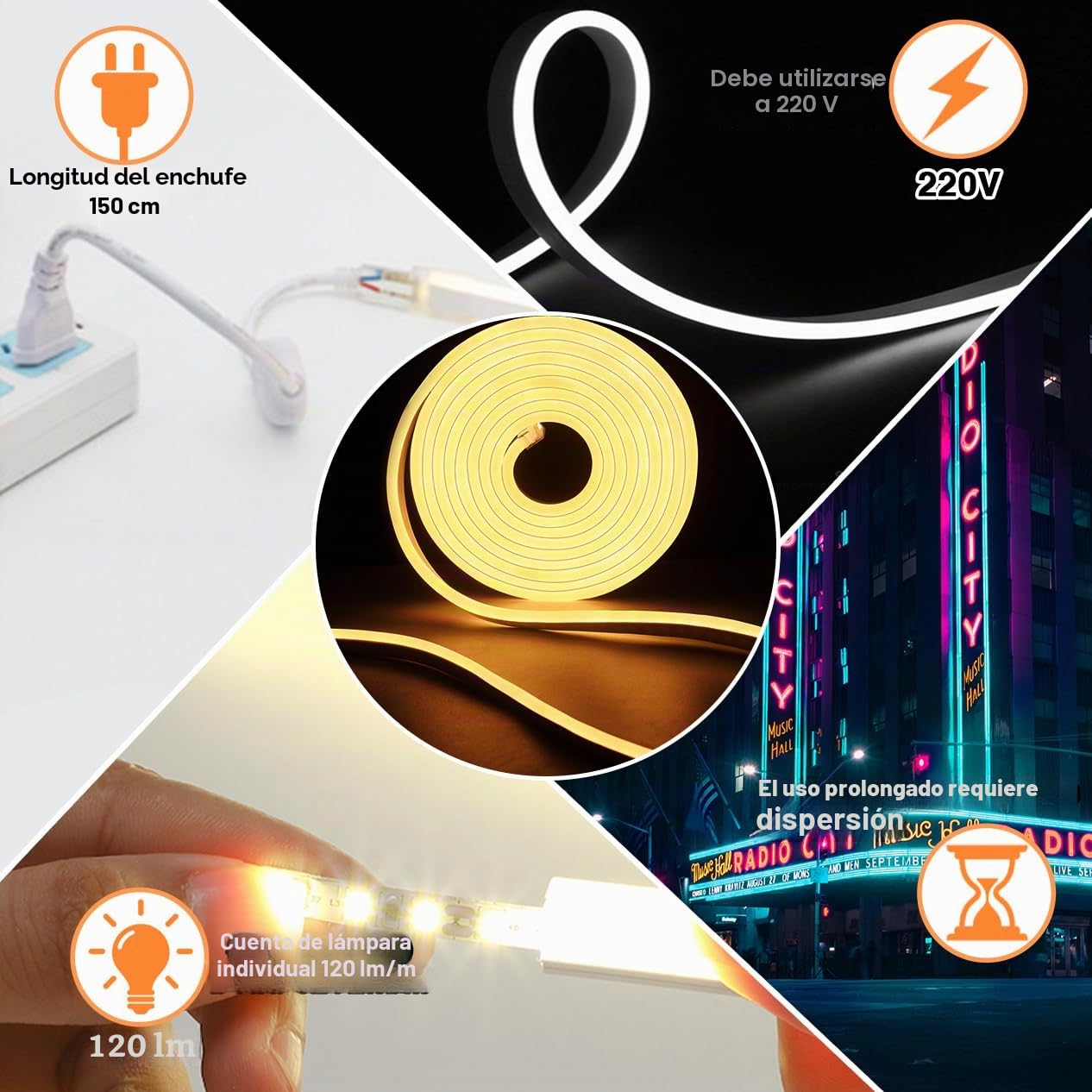 YOODI Tira LED 220V Strip Light 30M Exterior y Interior Impermeable Neón Flexible IP65 120 LED/M para Dormitorio Bar Hotel Patio Jardín Escaleras, con Adaptador y Controlador