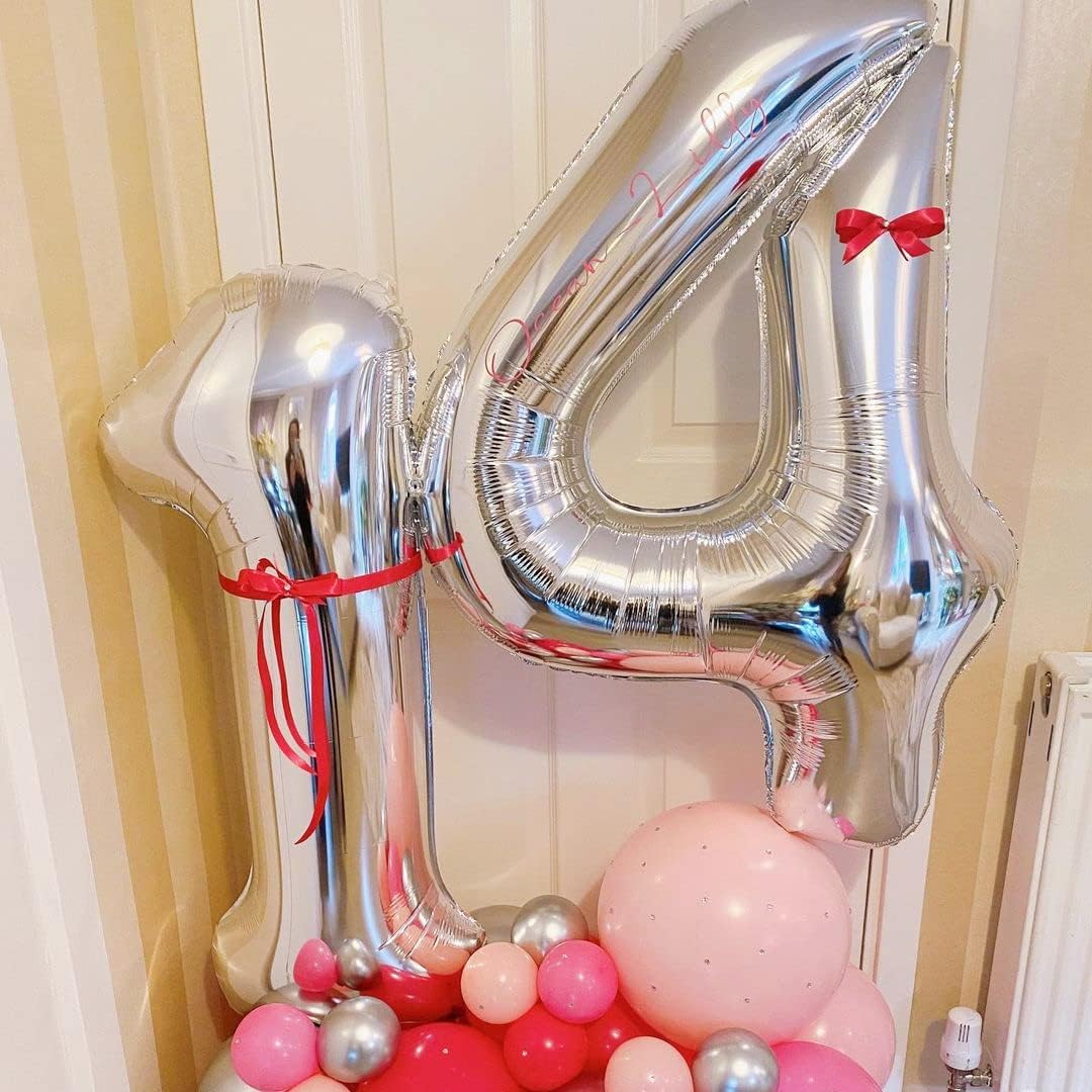 40 Number Balloons Silver 40 Balloons Number 40 Inch Number 40 Foil Mylar Balloons for 40 Birthday Party 40 Anniversary Events Decorations
