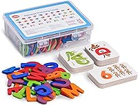 LiKee Wooden Alphabet Flash Cards - Montessori ABC Letter Puzzle Matching Game with Numbers for Toddlers 3+ (36 Cards, 37 Pieces)