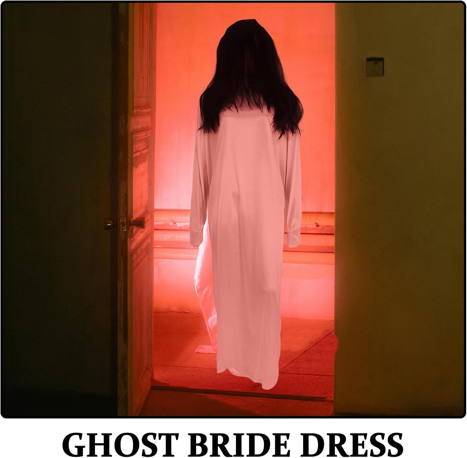 Toyvian White Dress Scary Costume Ghost of 2 Ghost Bride Dress Suit Halloween Party Supplies Bride Dress White Halloween Costumes - Image 6