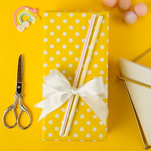 Miniatura 3 de WRAPAHOLIC Reversible Wrapping Paper - Mini Roll - 17 Inch X 33 Feet - Yellow and Polka Dot Design for Birthday, Holiday, Wedding, Baby Shower