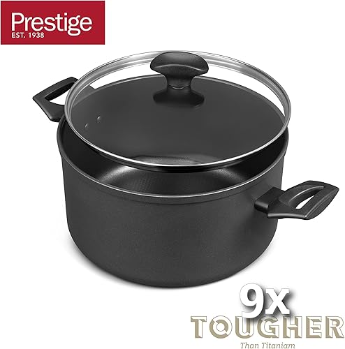 Miniatura 6 de Prestige 9 ollas más resistentes con tapa de 9.4 in  Olla de inducción con antiadherente resistente a los arañazos, asas de fácil agarre, aptas para