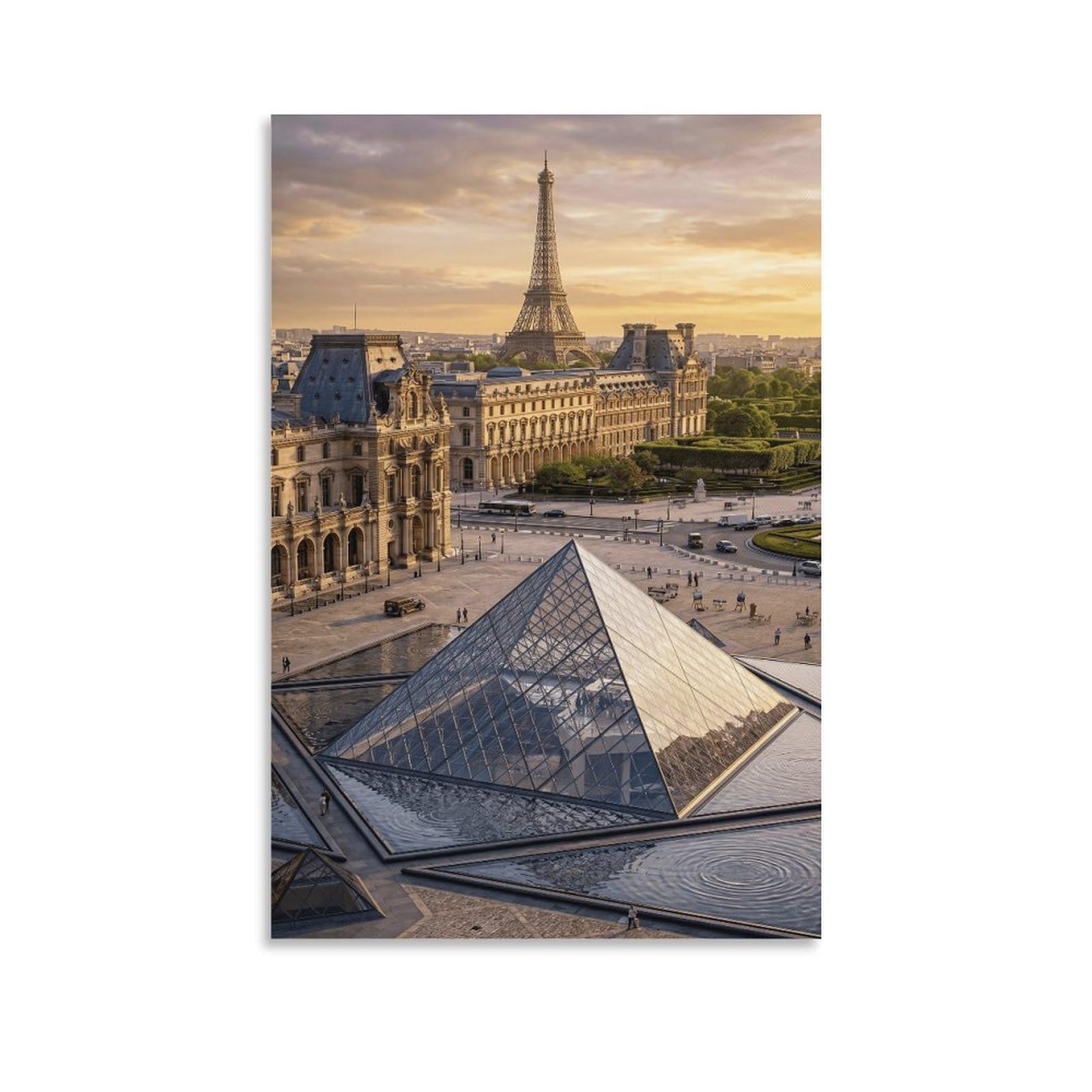 XPASHIQWC Louvre Glass Pyramid Paris Poster Artwork Giclee Canvas Prints Modern Canvas Wall Art Picture Wall Hanging for Office Gym Living Room Decor 20x30inch(50x75cm)