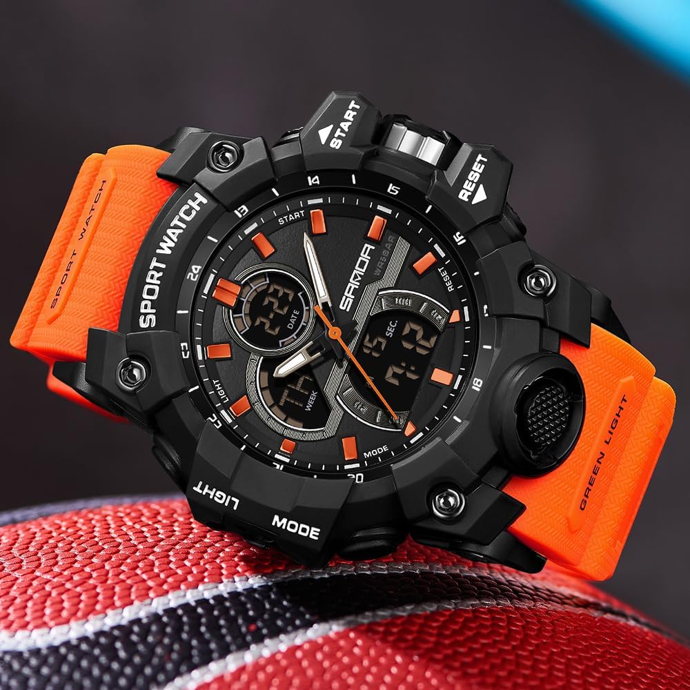 FANMIS Men's Solar Powered Casual Quartz Wrist Watch Analog Digital Multifunctional Black Sports Watch - Image 5