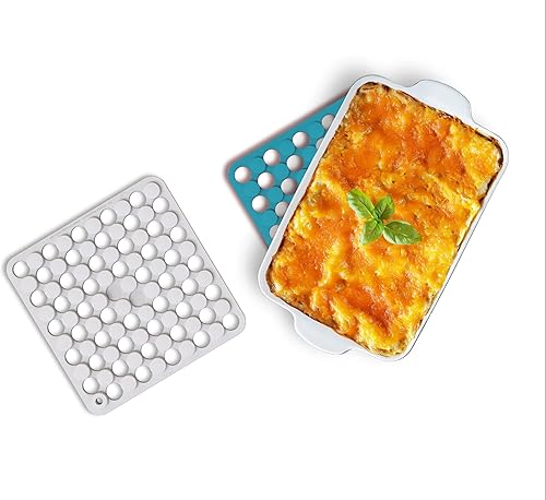 Miniatura 3 de Joseph Joseph Duo Spot-On - Juego de 2 salvamanteles de silicona, resistentes al calor, para ollas y sartenes calientes, azulblanco