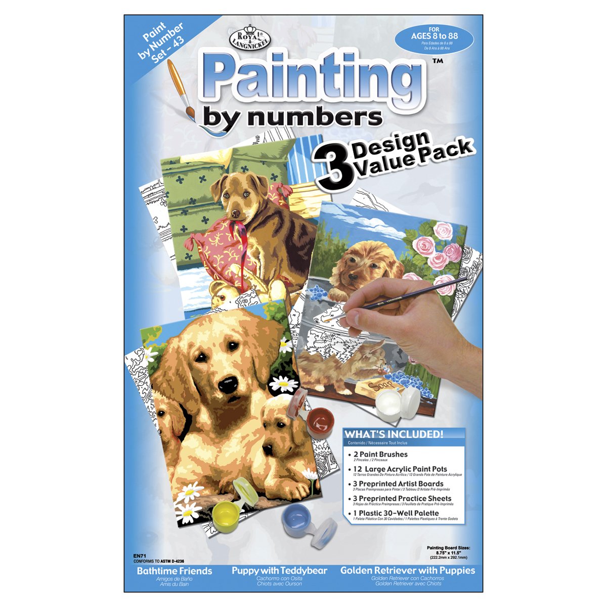 Junior Small Paint by Number Kit 8.75inX11.75in 3/Pkg-Dogs