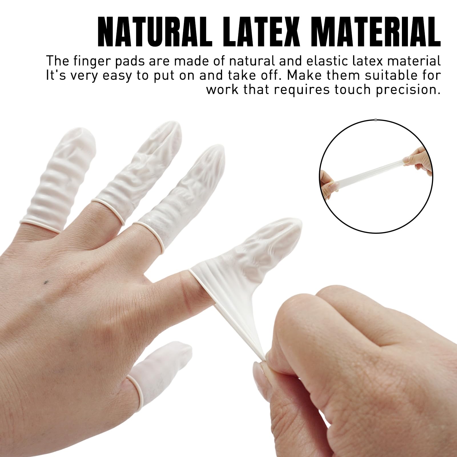 Doigtiers en Latex, 200 Pcs Doigtier Latex pour Doigt, Doigts de Protection contre les Blessures aux Doigts, Doigtiers imperméables pour Tatouage pour Nail Art, DIY, Artisanat (Blanc)