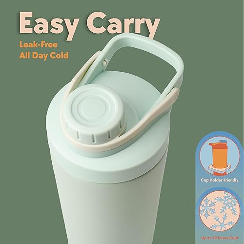 Miniatura 5 de Paradise Shaker Bottle 24 oz, Insulated Stainless Steel Protein Shaker, Dishwasher Safe, with Lid Brush & Protective Boot, Leakproof Twist-Off Chug