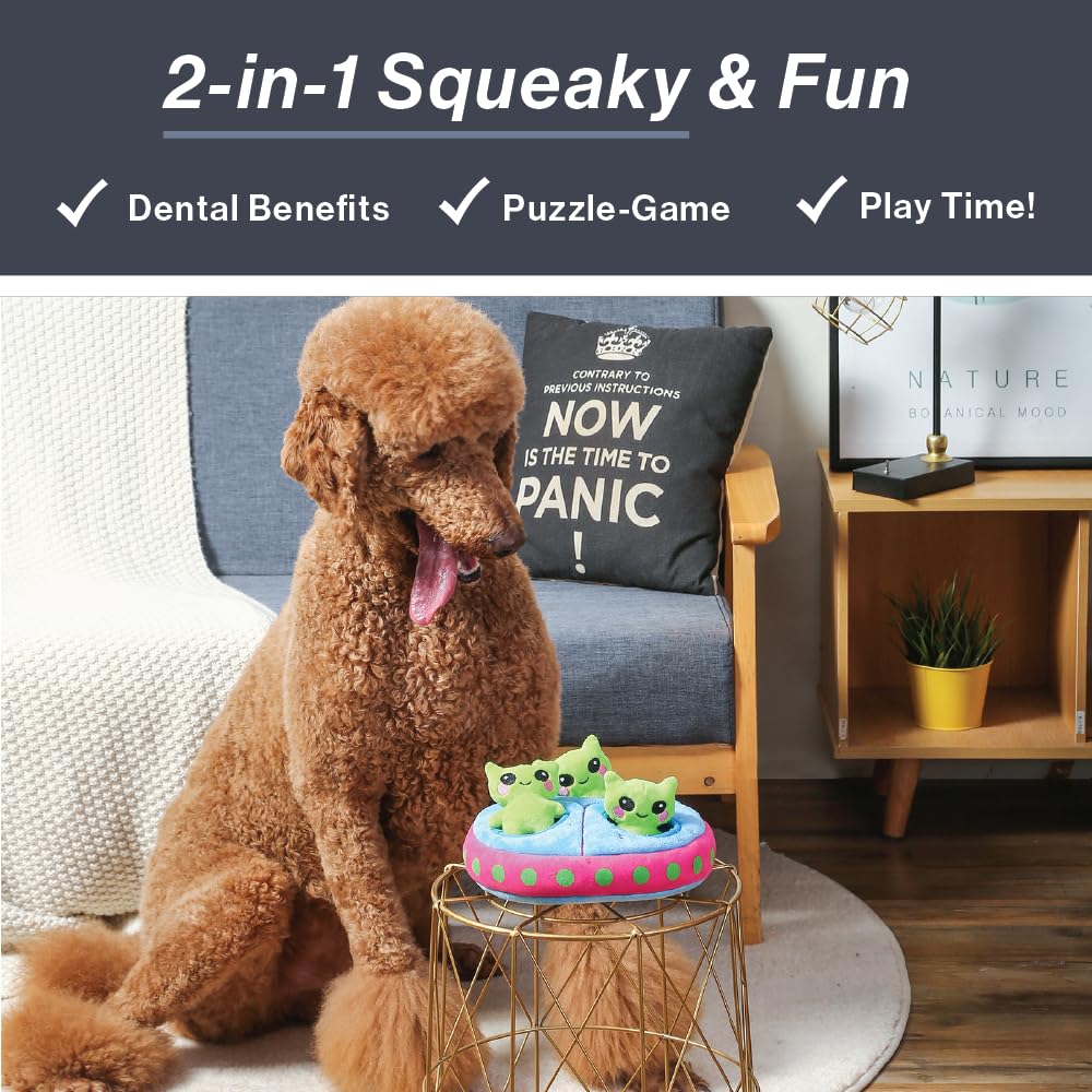 HugSmart Pet – Space Paws UFO | Jouets couineurs en Peluche pour Chien | Jouets Puzzle interactifs en Peluche pour Chiens de Petite et Moyenne Taille