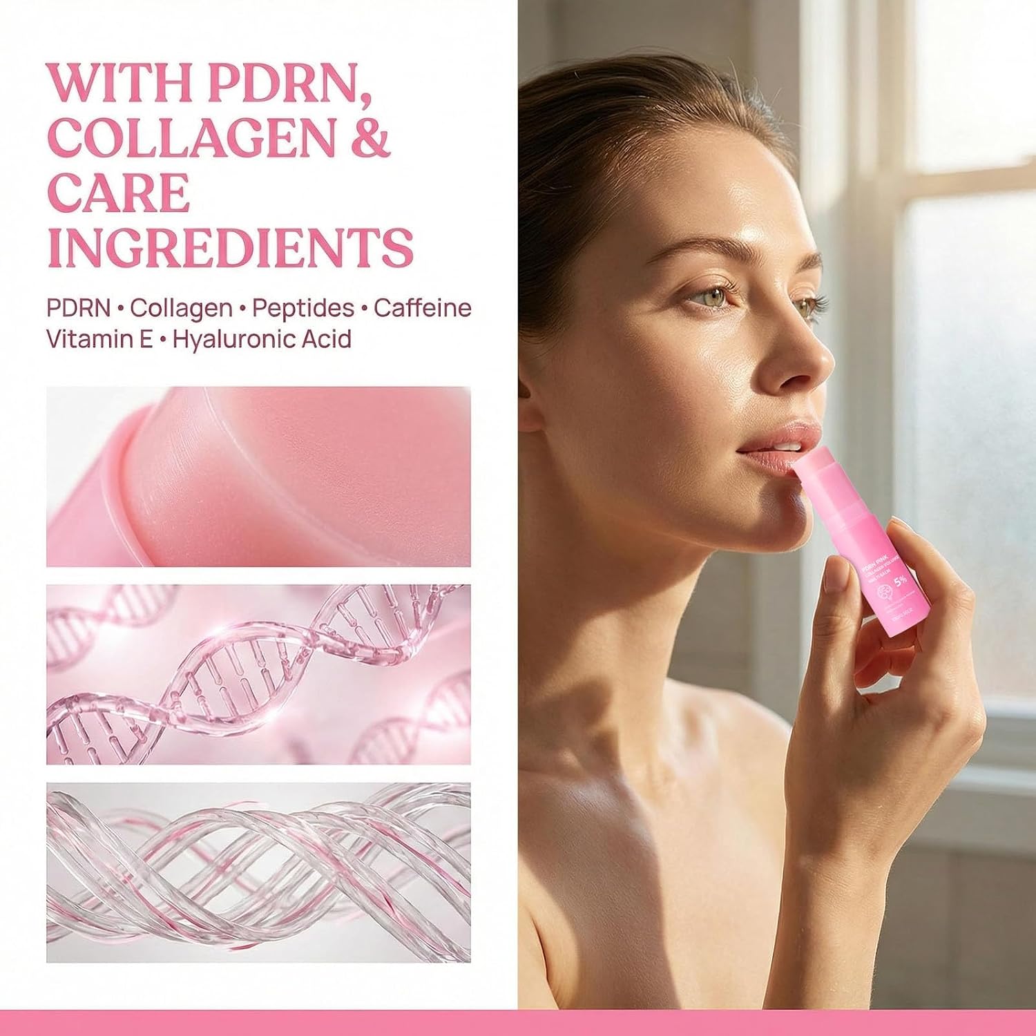 PDRN Pink Collagen Volume Multi Balm Stick | Collagen Balm for Under-Eyes, Neck, Forehead | Hydrating Firming Care for Daily Skincare Routine | Korean Skincare (1Pack)