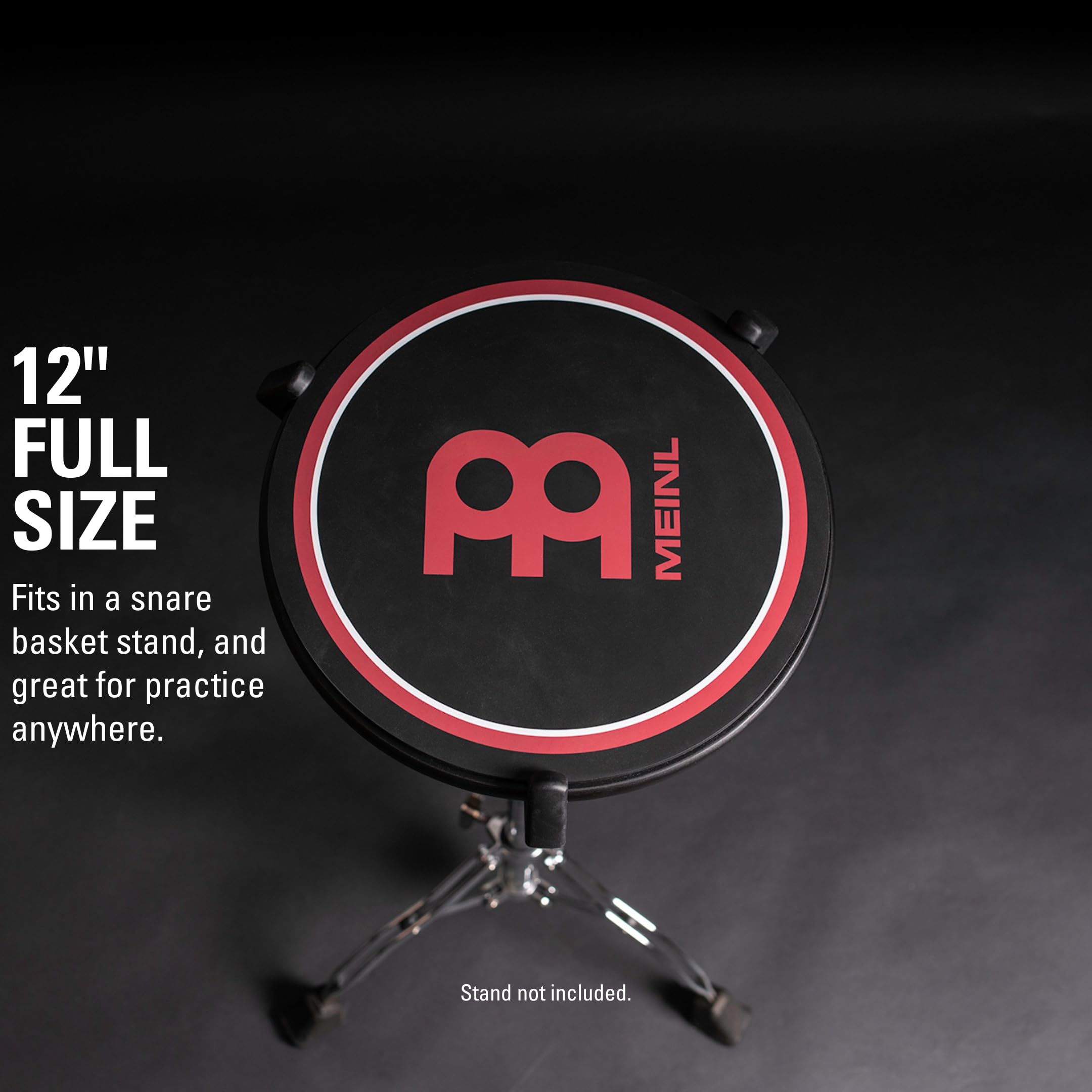 Meinl Cymbals Drum Practice Pad 6 Zoll (30,48cm) Schlagzeug Trommel Übungspad – Medium Rebound, Natürliches Spielgefühl – Schlagzeug Zubehör, Schwarz (MPP-12)